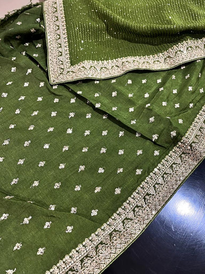 Gulzaar gorgette sequece saree