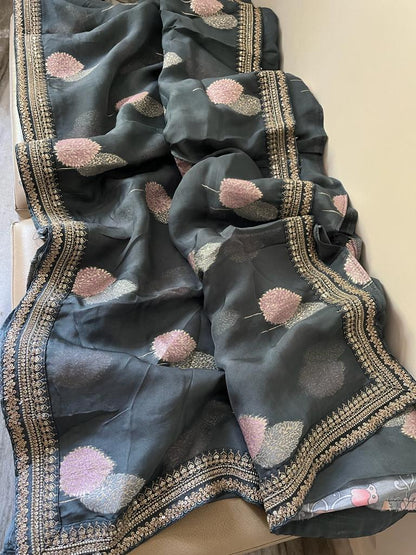 Rakhisha organza beautiful trendy saree