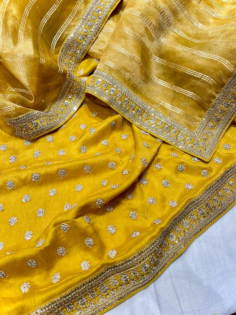 Pavi tissue organza zari saree