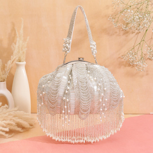 Cinderella inspired silver batua clutch