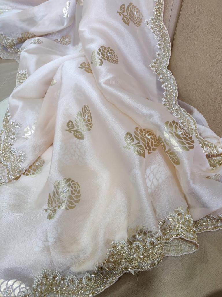 Organza foiled partywear saree