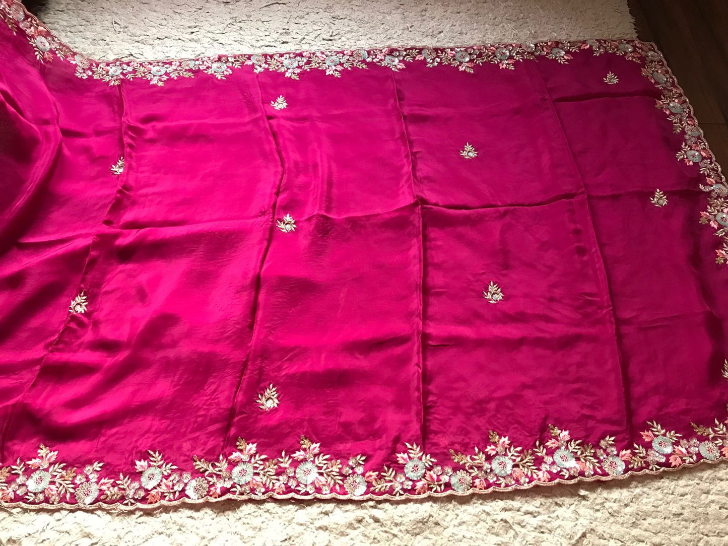 Wine inspired premium organza saree