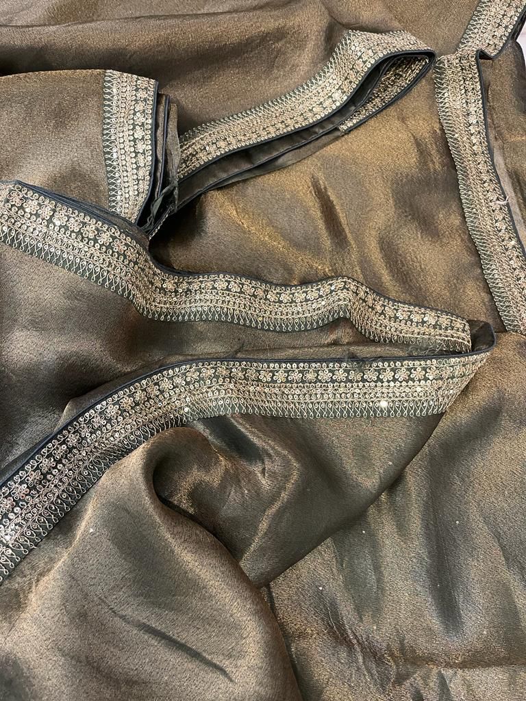 Kanjeevaram inspired tissue organza saree