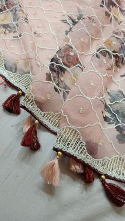 Pearl pink beautiful saree