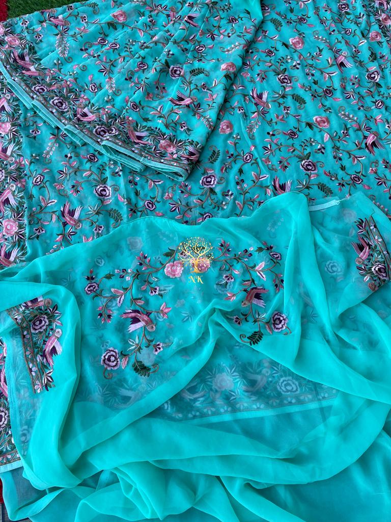 Floral  Parsi inspired saree