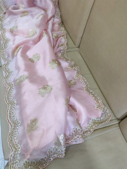 Organza foiled partywear saree