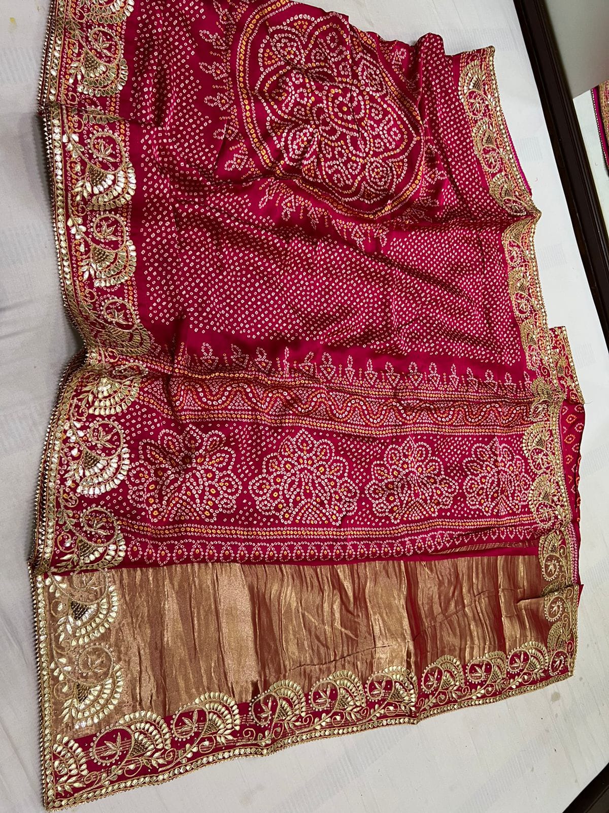 Pink gajji silk gottapatti saree