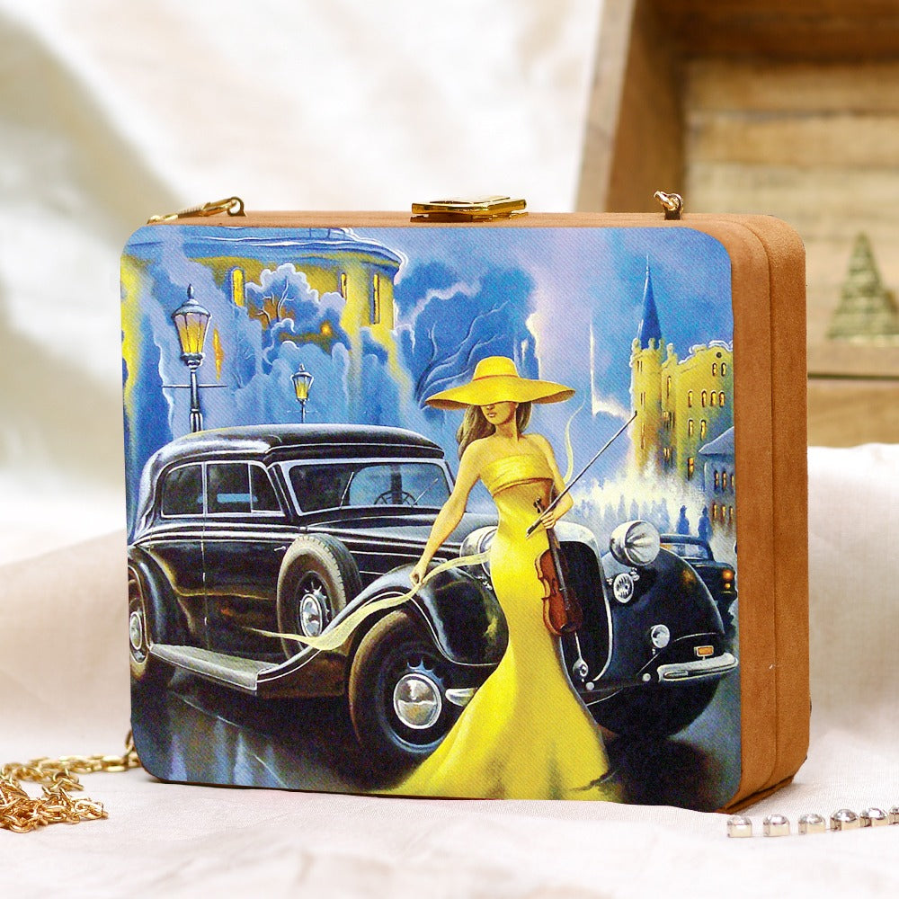 Stylo printed clutch bag