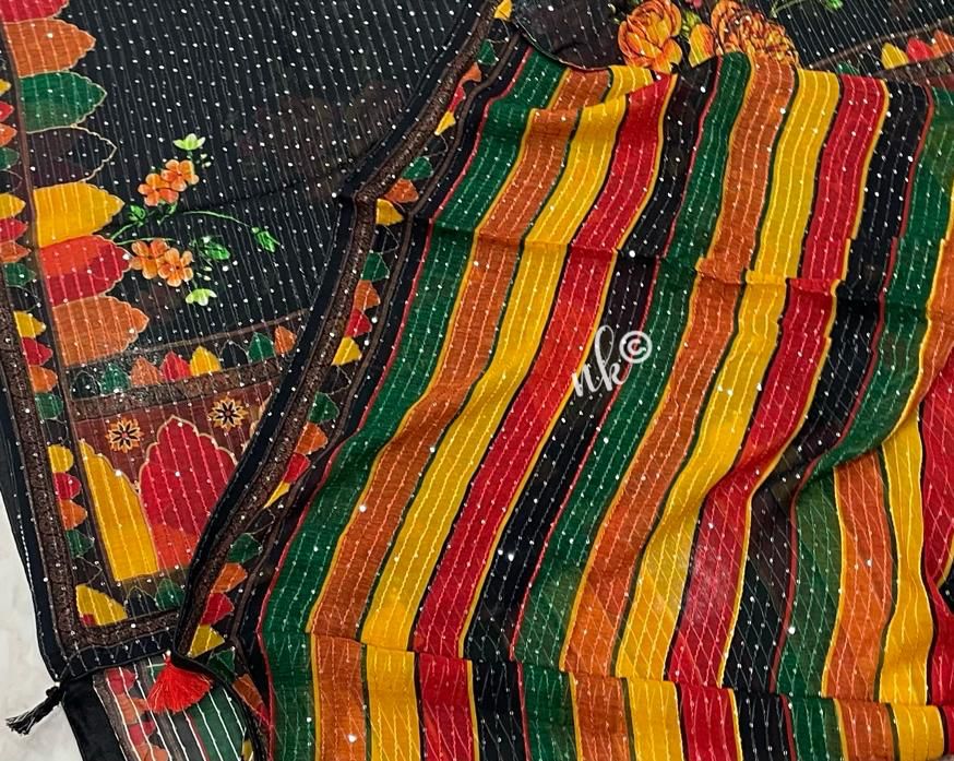 Benyl floral sequins saree