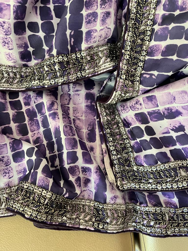 Satin marble print saree