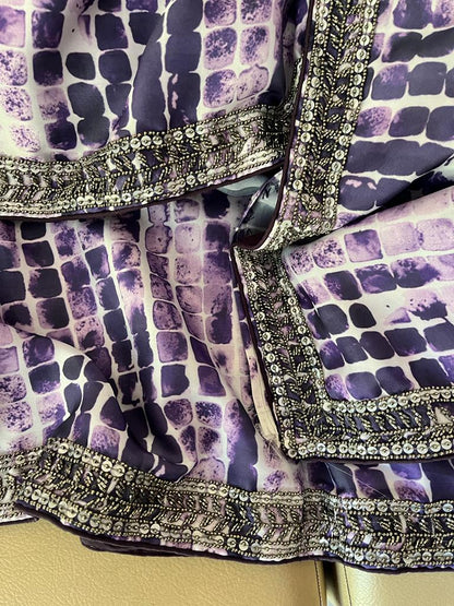 Satin marble print saree
