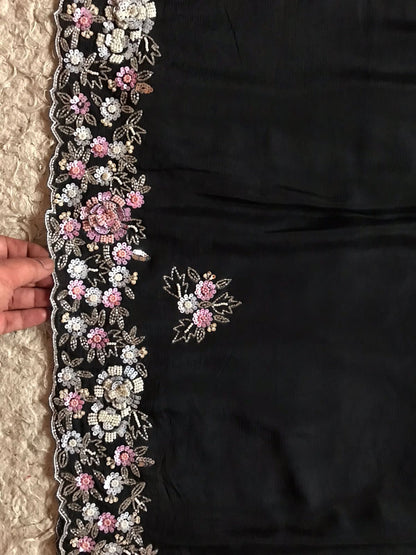 Hot black sexy beauty saree