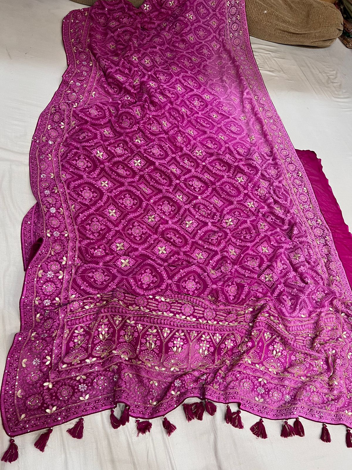Naina chikankari gorgette saree