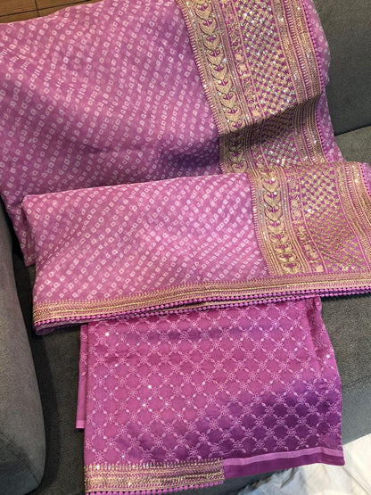 Bandhani styled organza saree