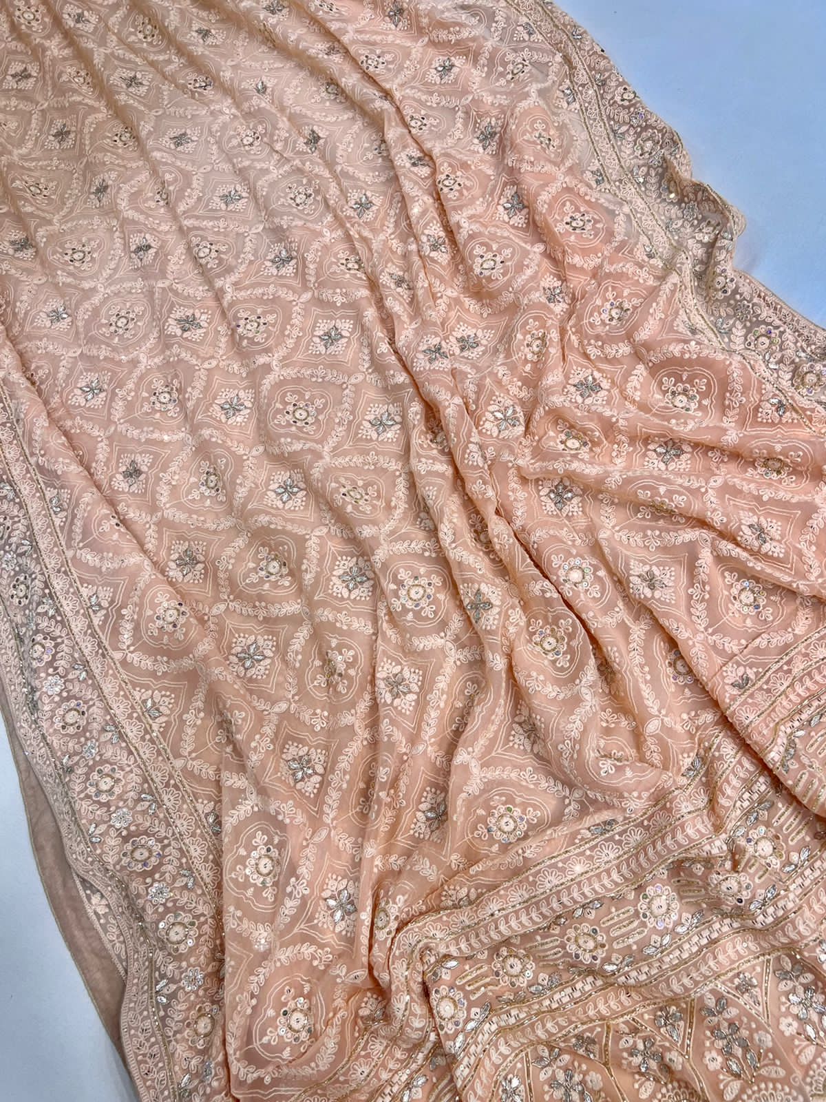 Naina chikankari gorgette saree