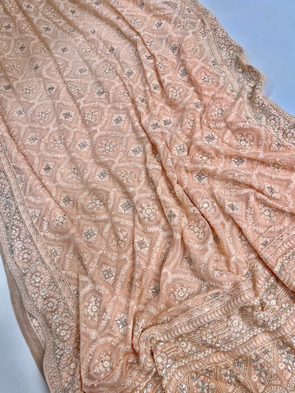 Naina chikankari gorgette saree