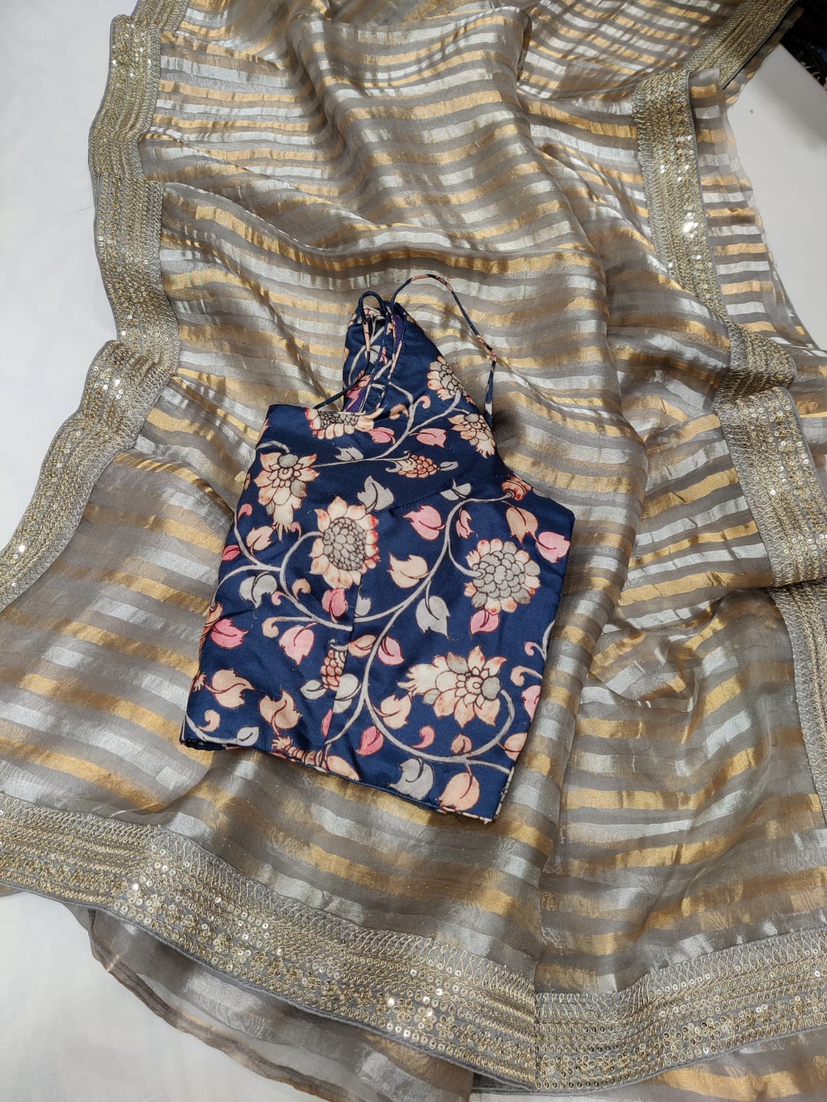 Kalamkari inspired  organza saree