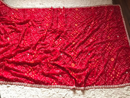 Roza bridal red bandhej saree