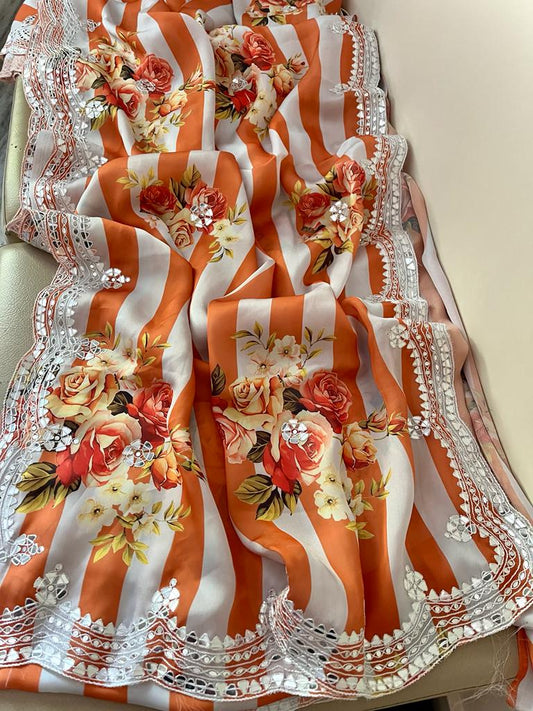 Nosheen satin crepe saree