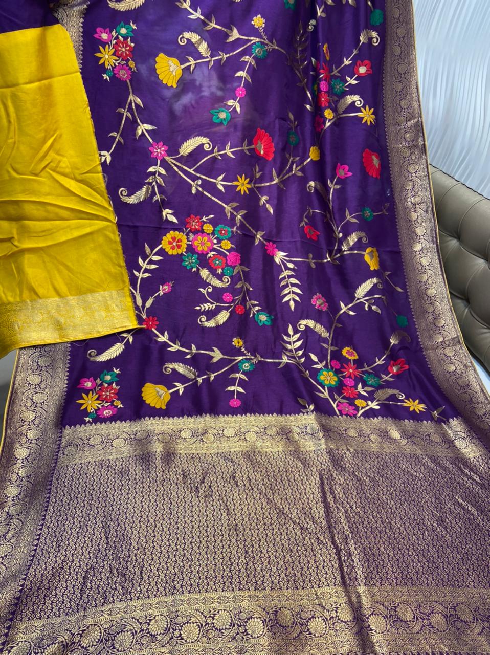 Naveli Meenakari floral saree