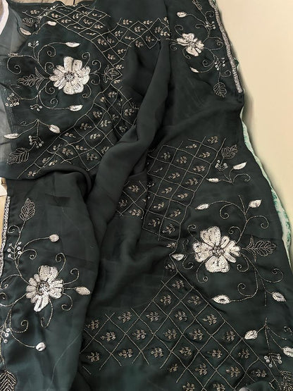 Satin marble print saree