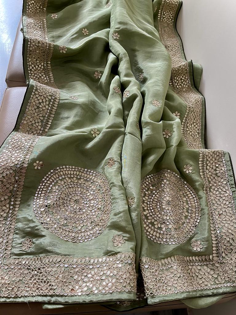 Zanelia tissue zardosi saree