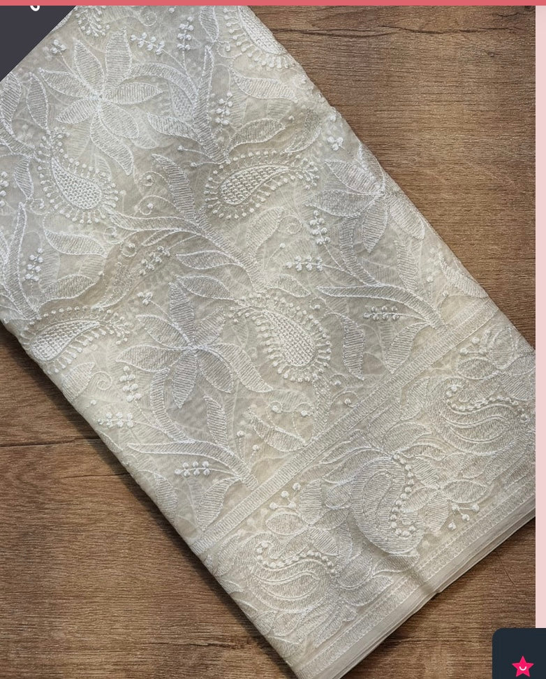 Danish chikankari organza saree