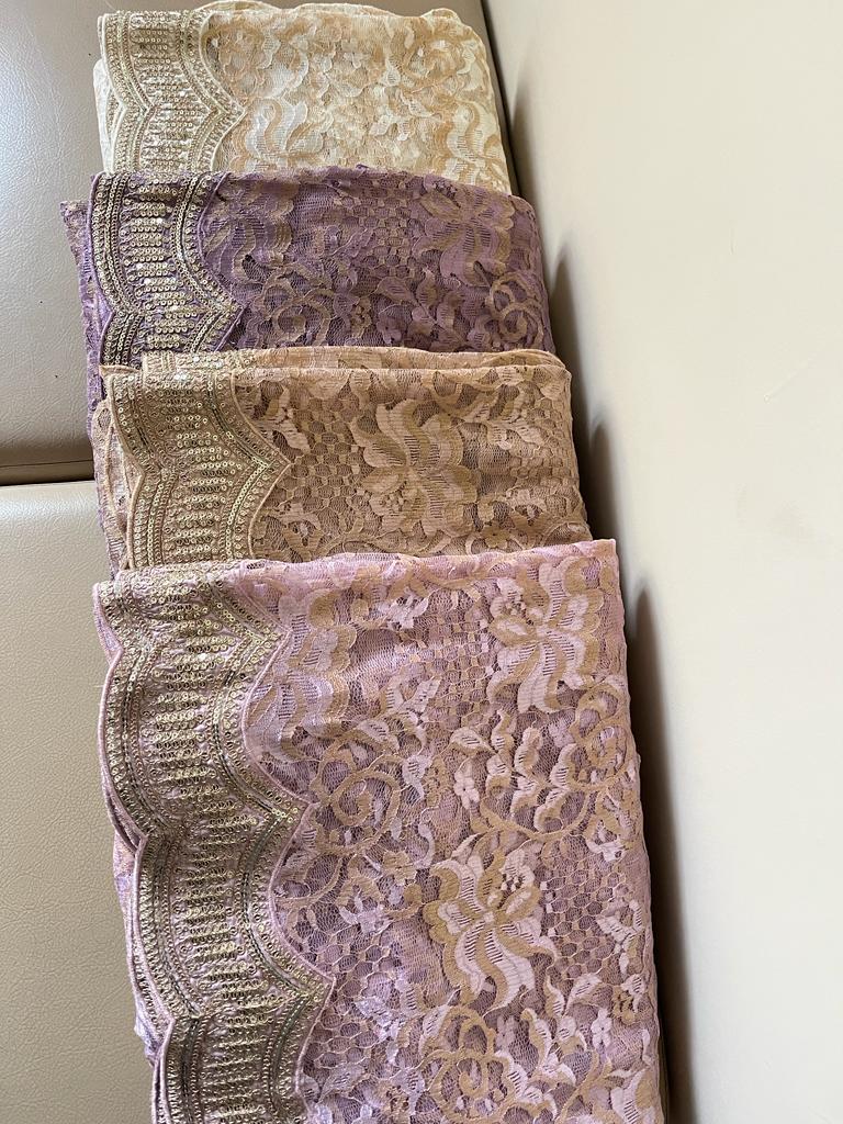 Chaintley lacy scalloped border saree