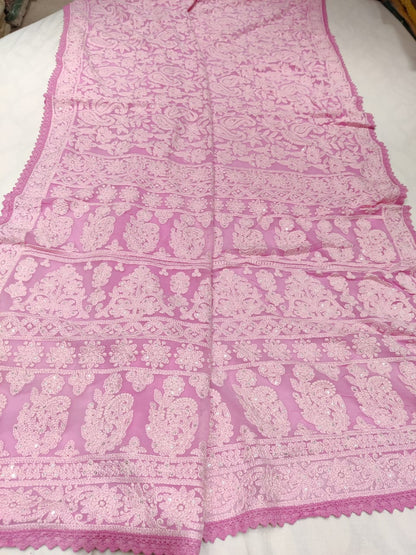 Vani Chikankari gorgette saree