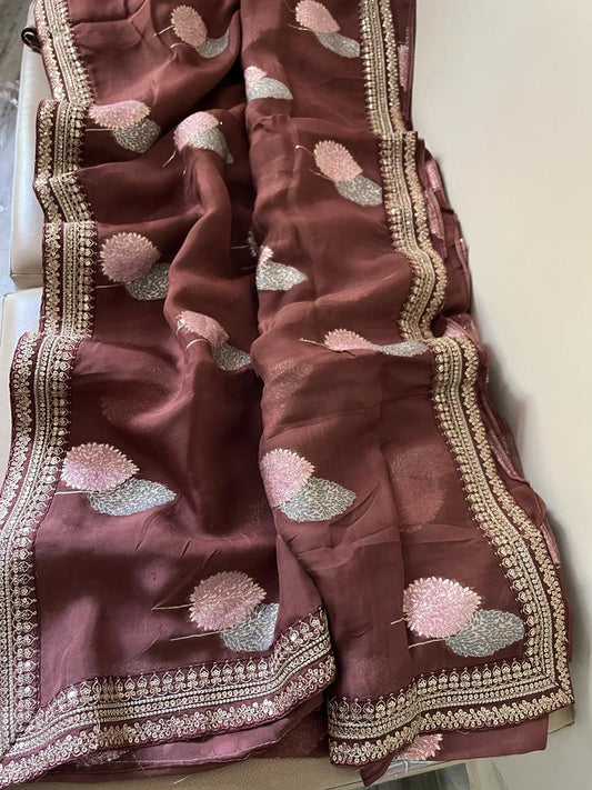 Rakhisha organza beautiful trendy saree