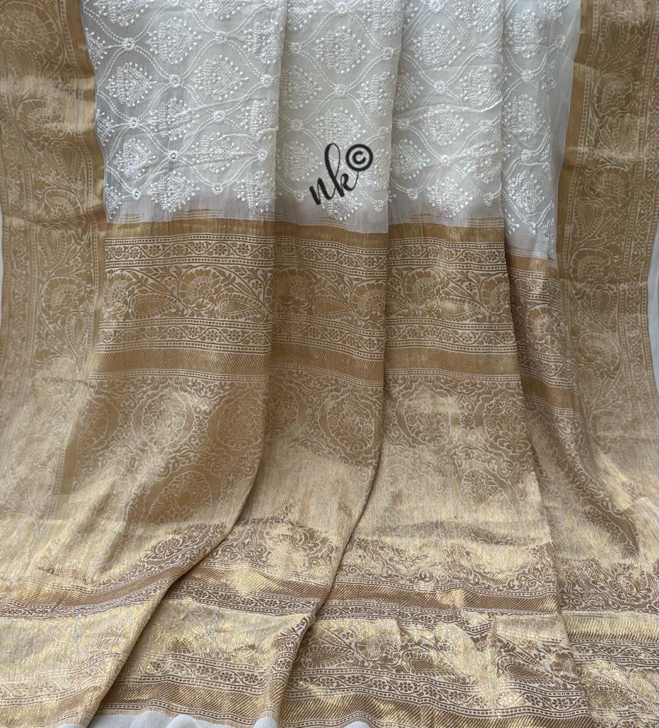 Liljie Khaddi chikankari saree
