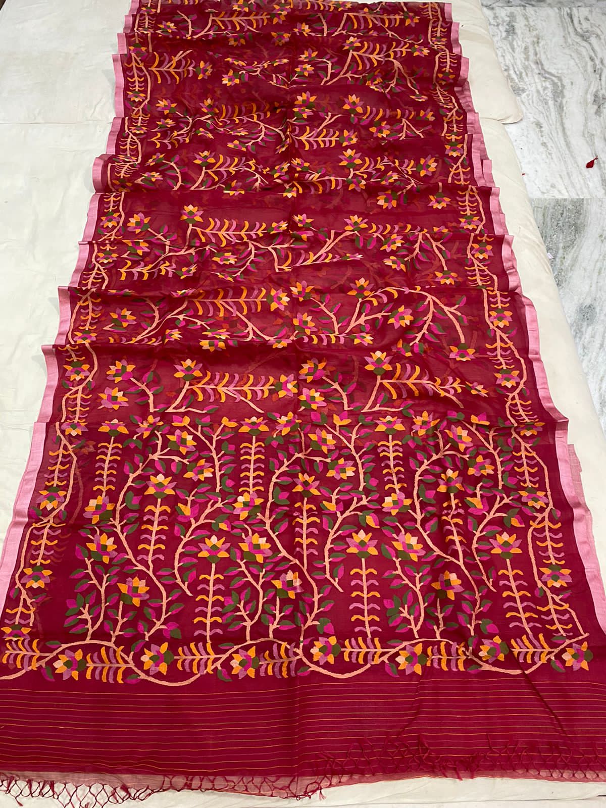 Ninja muslin handwoven jamdani saree