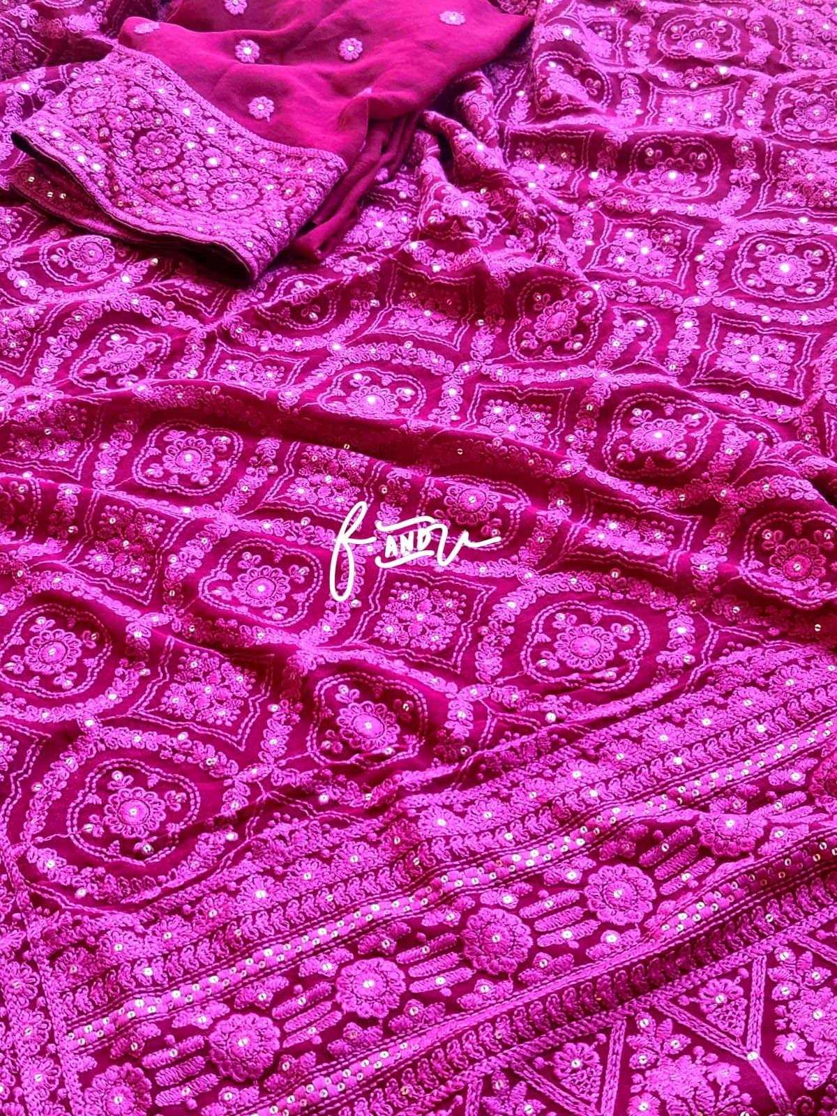 NoorJahan Chikankari saree Gorgette Sarees Indian sari