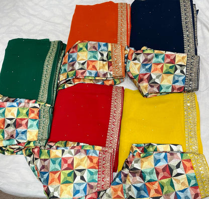 Leshi gorgette zardosi saree