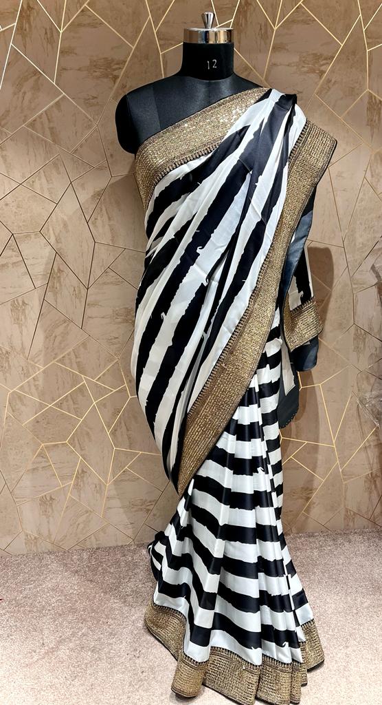 Cinati satin striped saree