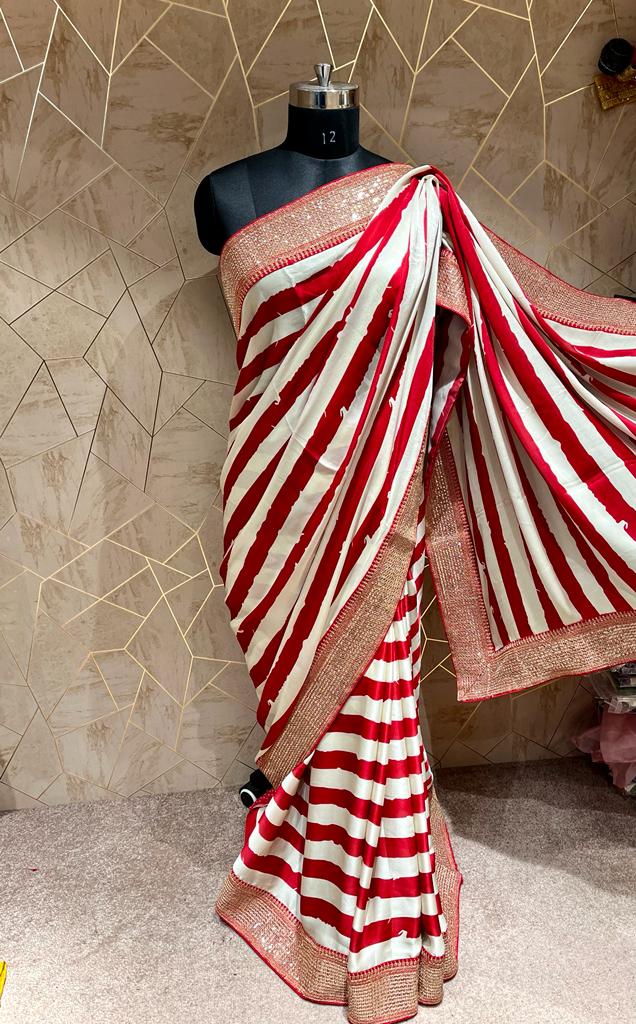 Cinati satin striped saree