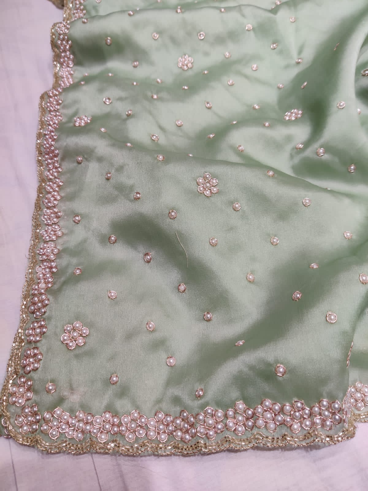 Pearl organza saree partywear saree woke sari blouse