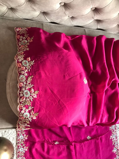 Wine inspired premium organza saree