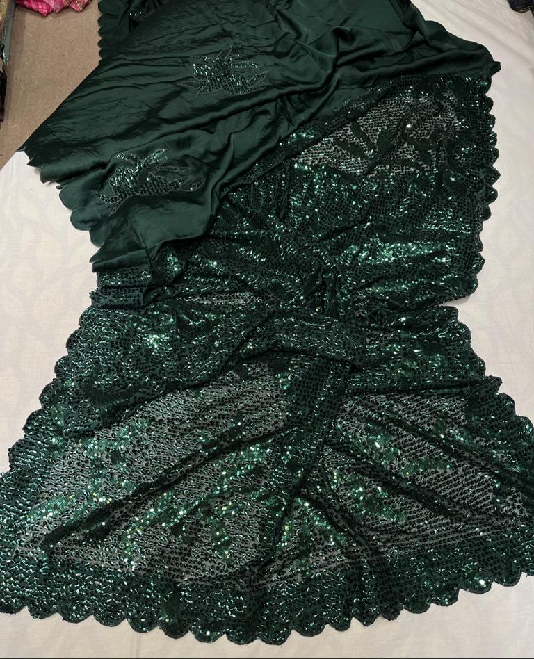 Sequence satin partywear saree