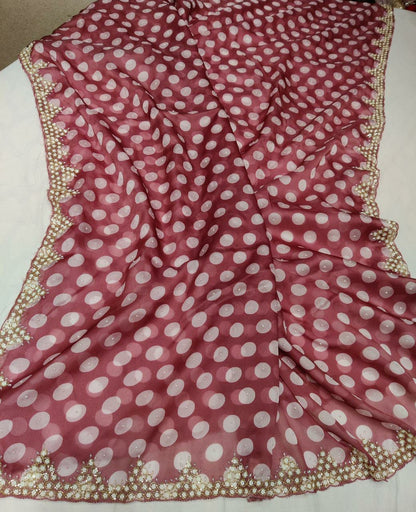 Polka dot inspired organza saree