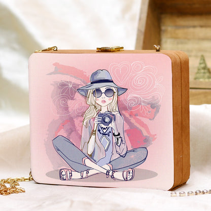 Stylo printed clutch bag