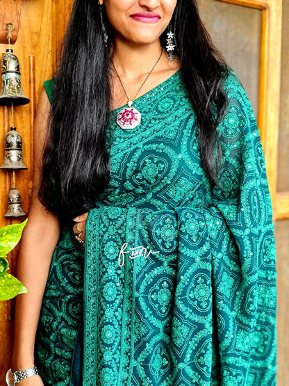 Isabelle gorgette chikankari saree