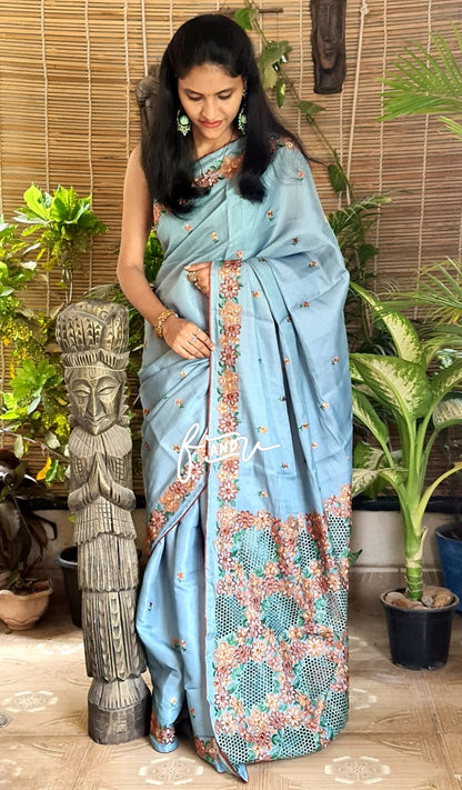 Soft tussar silk saree