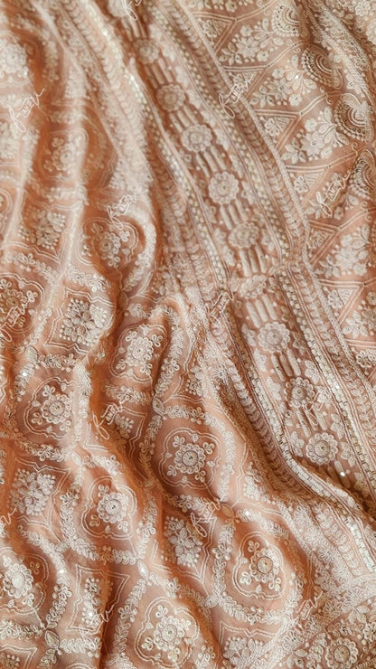 NoorJahan Chikankari saree Gorgette Sarees Indian sari