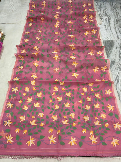 Pinakha Muslim handwoven jamdani saree