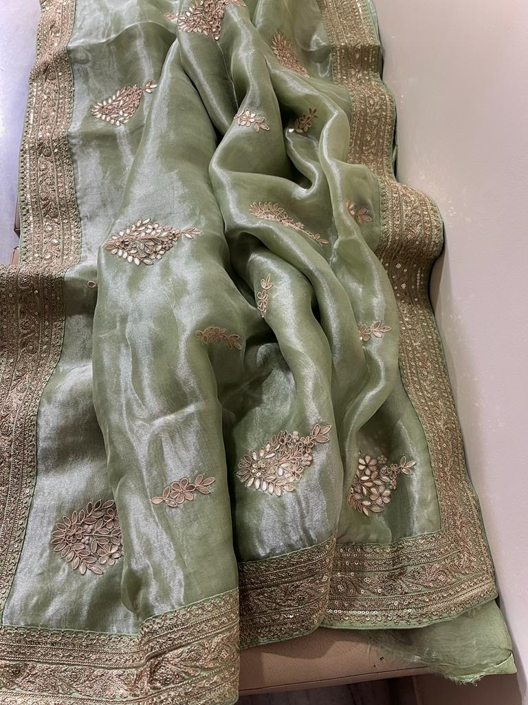Kalki inspired tissue organza saree