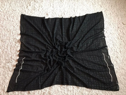 Black white Chinon saree