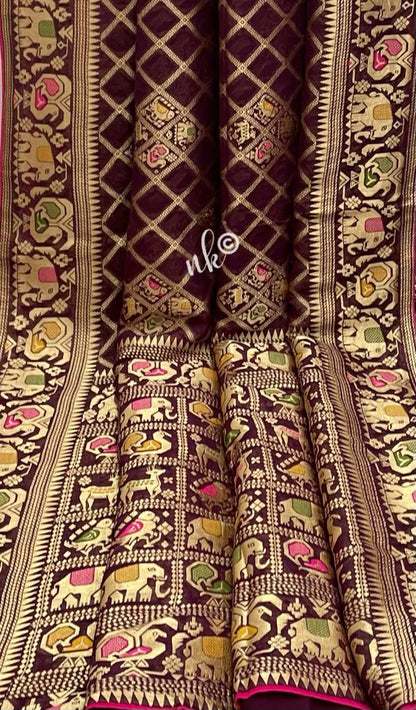 Yanshi khaddi gorgette saree