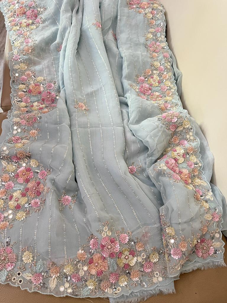 Venus sequence zardosi partywear saree