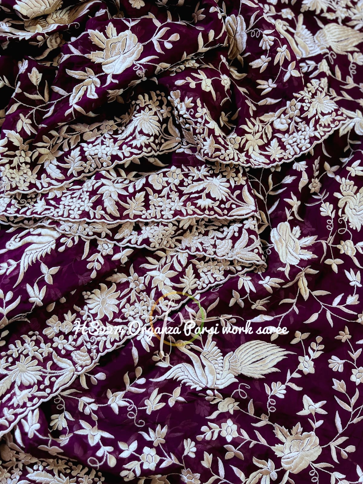 Derby Parsi inspired embroidery saree